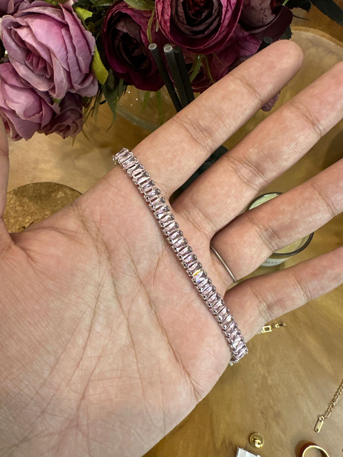 Pink tennis bracelet